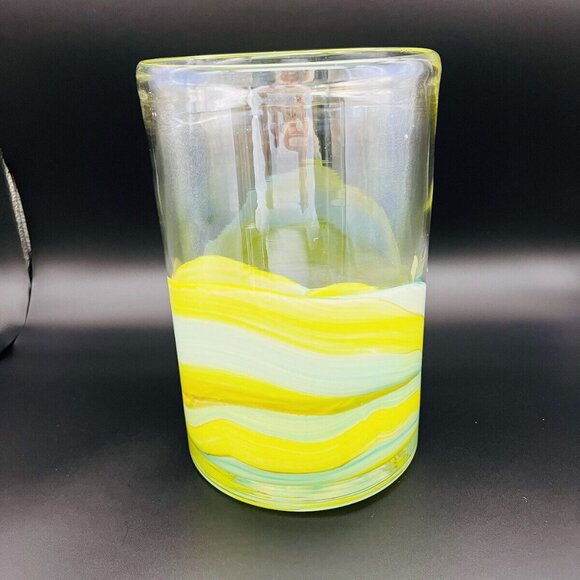 Pier One Vase Amber Swirl Art Glass Collection Italy Hand Blown Cut Bottom - Picture 5 of 10